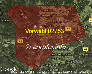 Vorwahlkarte 02753 – Erndtebrück