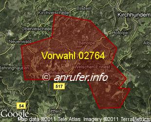 Vorwahlkarte 02764 – Welschen Ennest