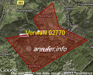 Vorwahlkarte 02770 – Eschenburg