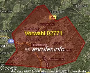 Vorwahlkarte 02771 – Dillenburg