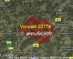 Vorwahlkarte 02774 – Dietzhölztal