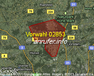 Vorwahlkarte 02853 – Schermbeck