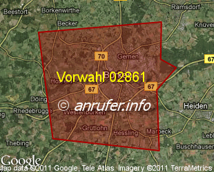 Vorwahlkarte 02861 – Borken Westf