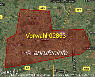 Vorwahlkarte 02863 – Velen
