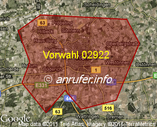 Vorwahlkarte 02922 – Werl