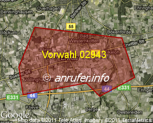 Vorwahlkarte 02943 – Erwitte