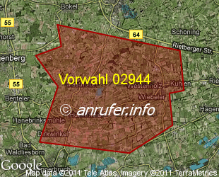 Vorwahlkarte 02944 – Rietberg-Mastholte