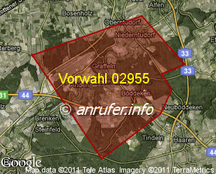 Vorwahlkarte 02955 – Büren-Wewelsburg