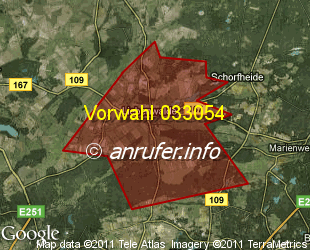 Vorwahlkarte 033054 – Liebenwalde