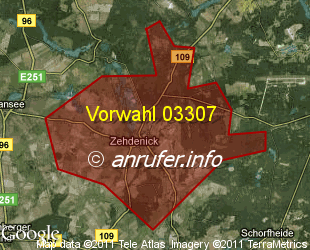 Vorwahlkarte 03307 – Zehdenick