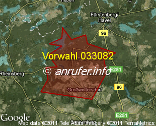 Vorwahlkarte 033082 – Menz Kr Oberhavel