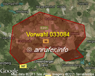 Vorwahlkarte 033084 – Gutengermendorf