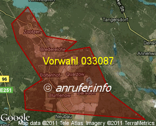 Vorwahlkarte 033087 – Bredereiche