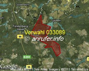 Vorwahlkarte 033089 – Himmelpfort