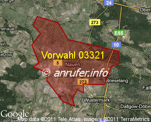Vorwahlkarte 03321 – Nauen Brandenb