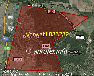 Vorwahlkarte 033232 – Brieselang