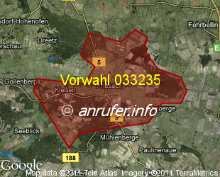 Vorwahlkarte 033235 – Friesack