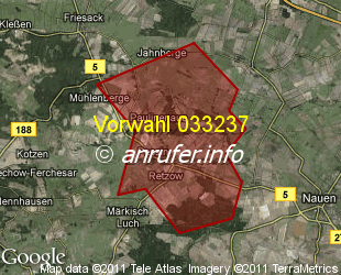 Vorwahlkarte 033237 – Paulinenaue