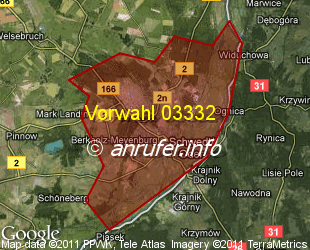 Vorwahlkarte 03332 – Schwedt/Oder