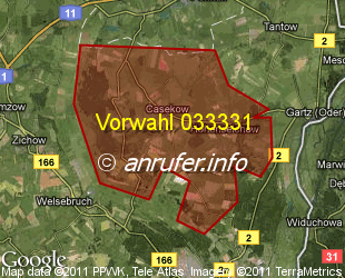 Vorwahlkarte 033331 – Casekow