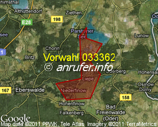 Vorwahlkarte 033362 – Liepe Kr Barnim