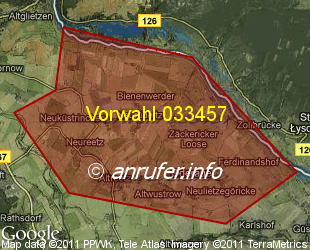 Vorwahlkarte 033457 – Altreetz