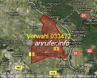 Vorwahlkarte 033472 – Golzow b Seelow