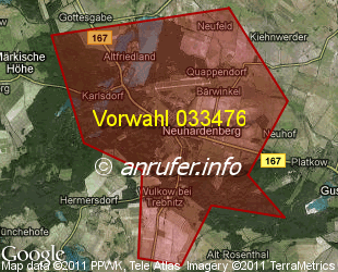 Vorwahlkarte 033476 – Neuhardenberg