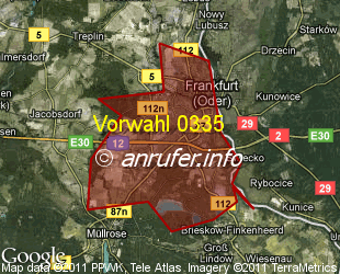 Vorwahlkarte 0335 – Frankfurt (Oder)