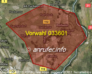 Vorwahlkarte 033601 – Podelzig