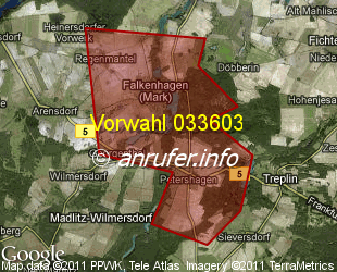 Vorwahlkarte 033603 – Falkenhagen b Seelow