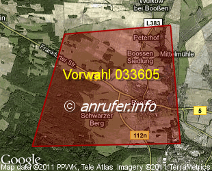 Vorwahlkarte 033605 – Boossen