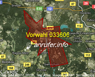 Vorwahlkarte 033606 – Müllrose