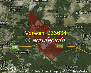 Vorwahlkarte 033634 – Berkenbrück Kr Oder-Spree