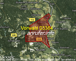 Vorwahlkarte 03364 – Eisenhüttenstadt