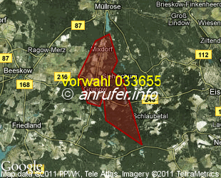 Vorwahlkarte 033655 – Grunow Kr Oder-Spree