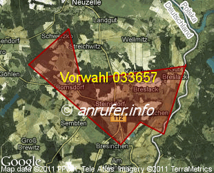 Vorwahlkarte 033657 – Steinsdorf Brandenb