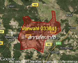 Vorwahlkarte 033841 – Belzig