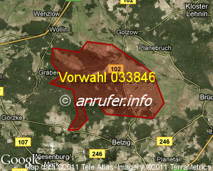 Vorwahlkarte 033846 – Dippmannsdorf