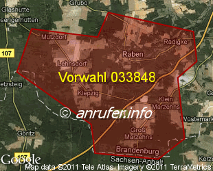 Vorwahlkarte 033848 – Raben