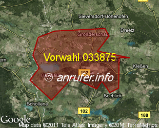 Vorwahlkarte 033875 – Rhinow