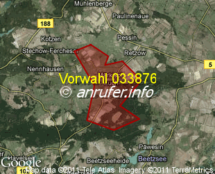 Vorwahlkarte 033876 – Buschow