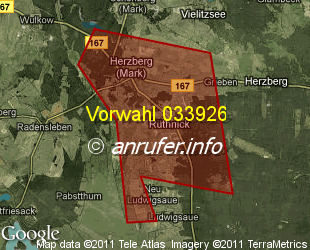 Vorwahlkarte 033926 – Herzberg Mark