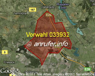 Vorwahlkarte 033932 – Fehrbellin