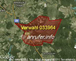 Vorwahlkarte 033964 – Fretzdorf