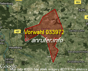 Vorwahlkarte 033972 – Breddin