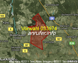 Vorwahlkarte 033974 – Dessow