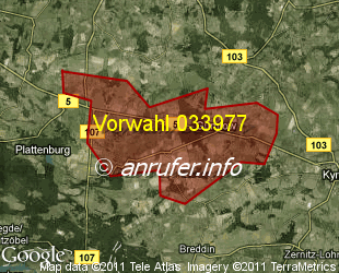 Vorwahlkarte 033977 – Gumtow