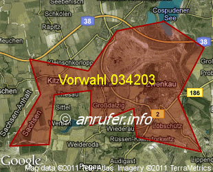 Vorwahlkarte 034203 – Zwenkau