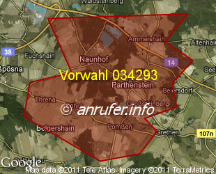 Vorwahlkarte 034293 – Naunhof b Grimma